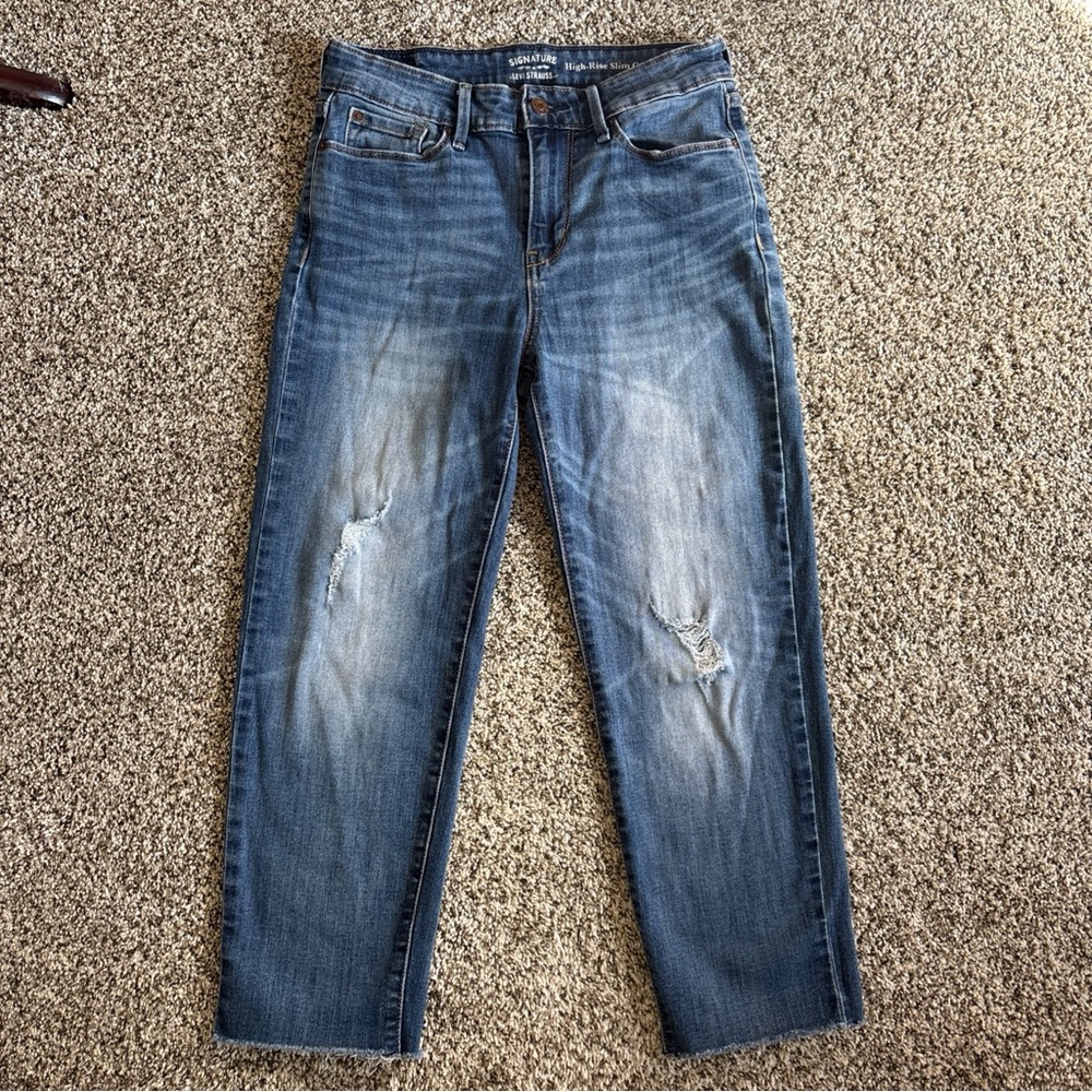 Levi’s Signature High Rise Slim Crop Jeans Women’s 4 W27 Distressed Stretch